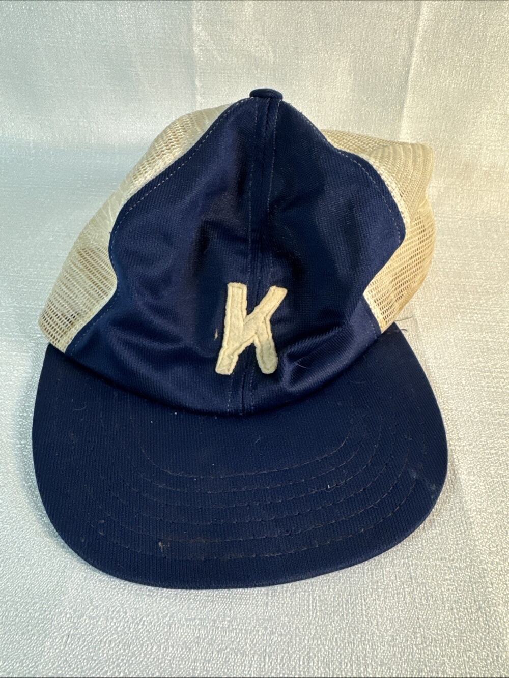 Vintage 1980’s Truckers Baseball -K-Kaiserslautern Kids Tball Hat Dk Blue&white